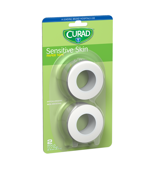 Image of Sensitive Skin Paper Tape, 1″ x 10 yds, 2 count left angle of pack