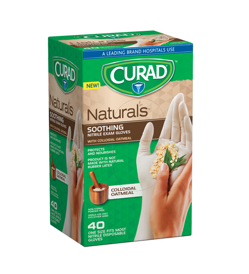 Image of Naturals Soothing Nitrile Exam Gloves, One Size Fits Most, 40 count left Angle