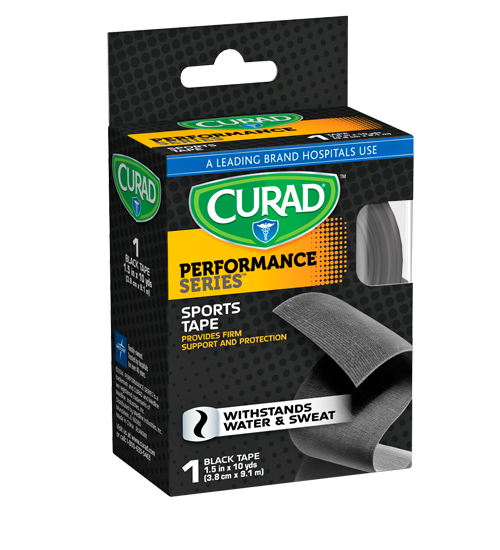 Performance Series Black Sports Tape, 1.5″ x 10 yds, 1 count Left Angle