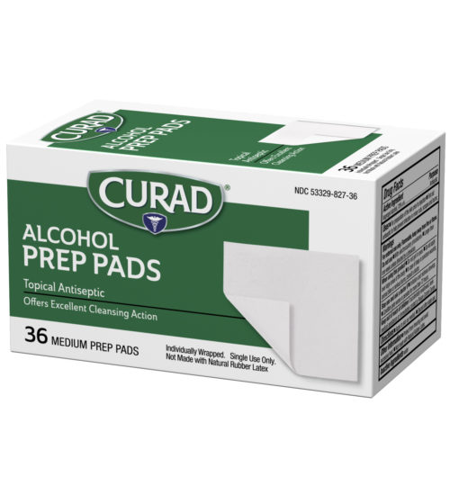 alcohol prep pads left side view