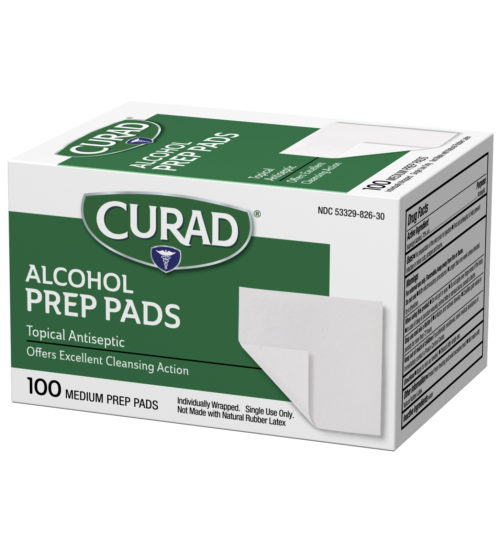 alcohol prep pads, thick 100ct left side