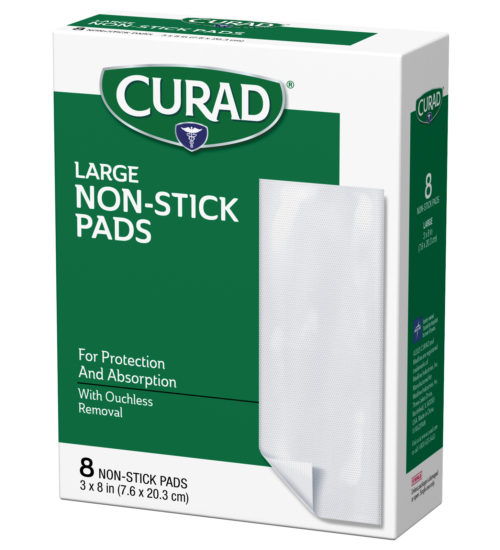 large non stick pads, 8 ct, left side