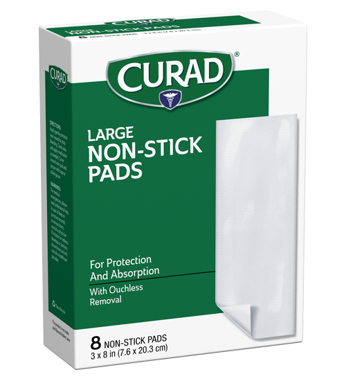 Image of large non stick pads, 8 ct, right side