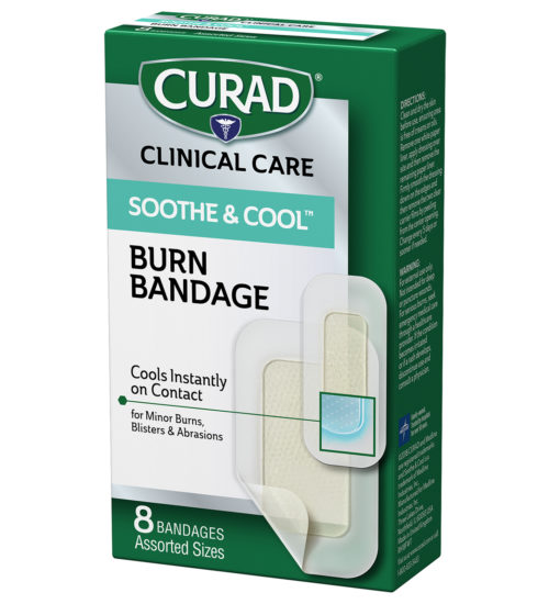 Soothe & Cool Burn Bandages, Assorted Sizes, 8 count right of package