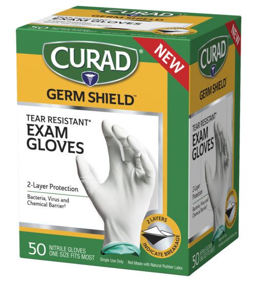 Germ Shield Tear Resistant Exam Gloves, One Size Fits Most, 50 count left of package