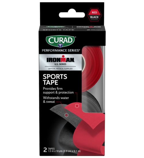 CURAD Performance Series IRONMAN Sports Tape, Black & Red, 1.5″ x 10yds, 2 count view 3