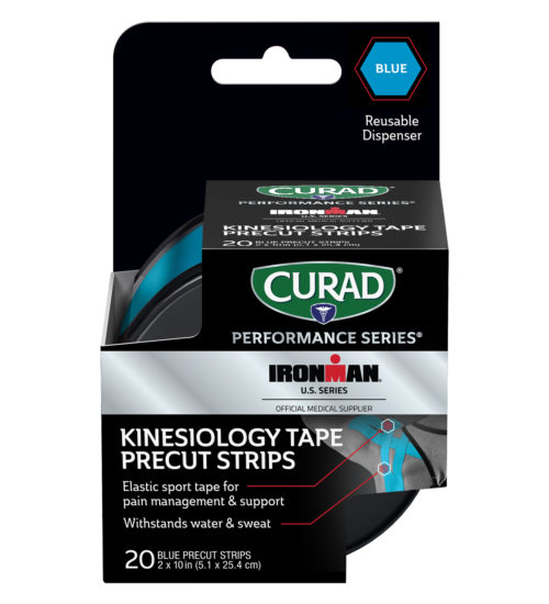 CURAD Performance Series IRONMAN Kinesiology Tape, Blue, 2″ x 10″ strips, 20 count view 3