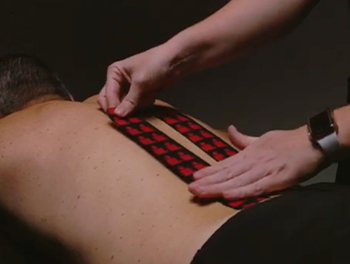 Infrared Kinesiology Tape on a back