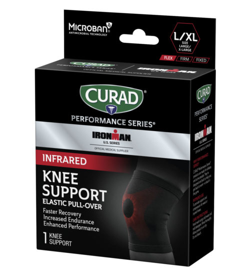 CURAD Performance Series IRONMAN Infrared Knee Support, Elastic, Large/X-Large, 1 count left angle
