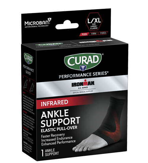 Image of CURAD Performance Series IRONMAN Infrared Ankle Support, Elastic, Large/Xlarge 1 count