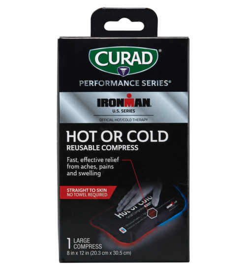 CURAD Performance Series IRONMAN Hot & Cold Reusable Compress Combo Pack with Wraps, Small & Large, 2 count front side