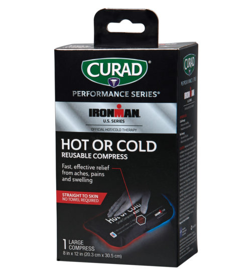 CURAD Performance Series IRONMAN Hot & Cold Reusable Compress Combo Pack with Wraps, Small & Large, 2 count left side