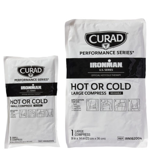 CURAD Performance Series IRONMAN Hot & Cold Reusable Compress Combo Pack with Wraps, Small & Large, 2 count inside pouches