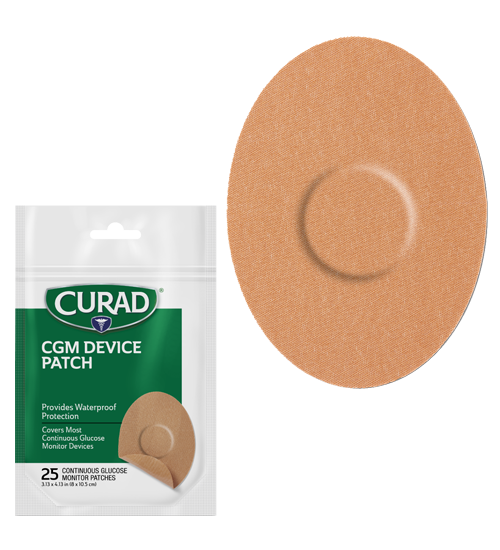 Image of Curad  Tan CGM Patches (25-Count) | 3.13" x 4.13" Continuous Glucose Monitor Patches