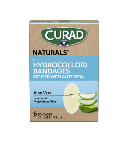 CURAD® Naturals™ Aloe Vera Hydrocolloid Bandages, Heel, 1.1