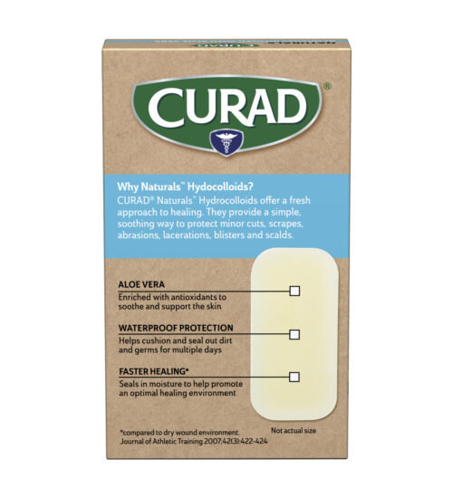 CURAD® Naturals™ Aloe Vera Hydrocolloid Bandages, Multi-Purpose, 1.13